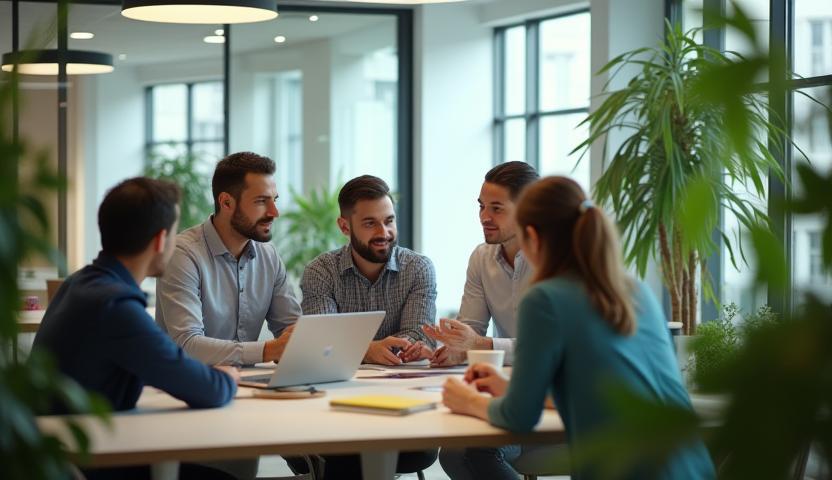 Etisalat team collaborating in modern office